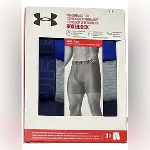 Under Armour 3 Men's Performance Tech Boxerjocks Medium (31-34) Blue/Gray